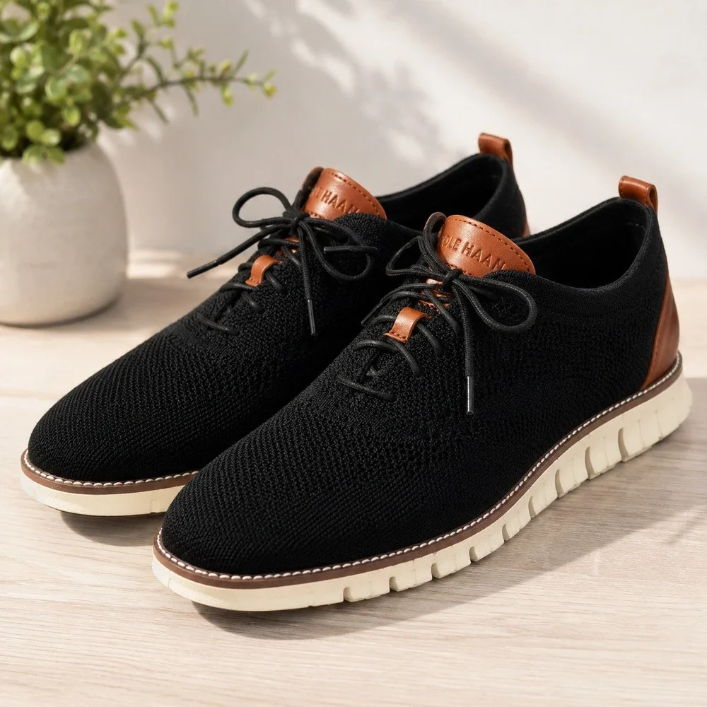 Cole Haan Zerogrand Stitchlite Wingtip Oxford Black Tan C24948 Mens 11M